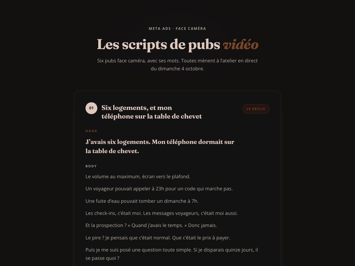 Aperçu des scripts de créas